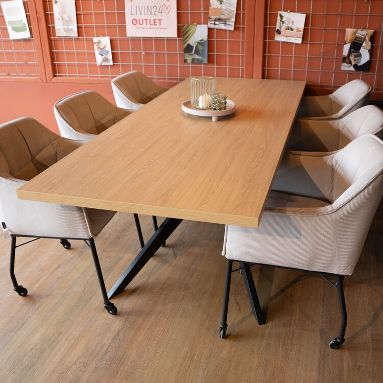 Eettafel Liam melamine eiken 220 x 90 cm