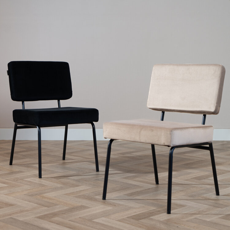 Velvet eetkamerstoel Espen taupe