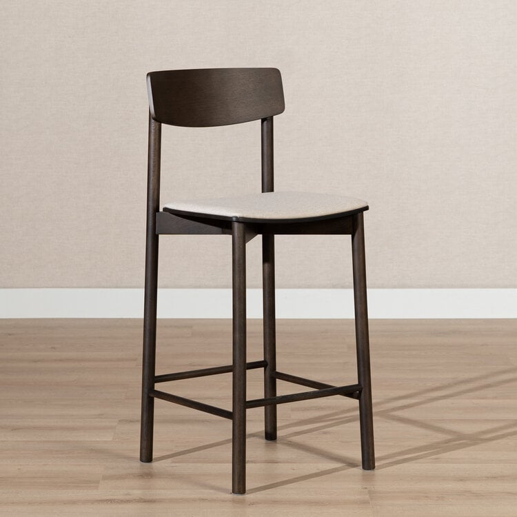 Scandinavische barkruk Inez walnoot/ off white 70 cm