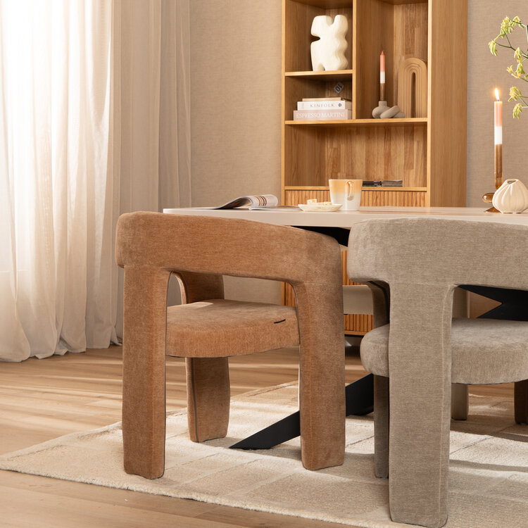 Scandinavische eetkamerstoel Bibi chenille terracotta