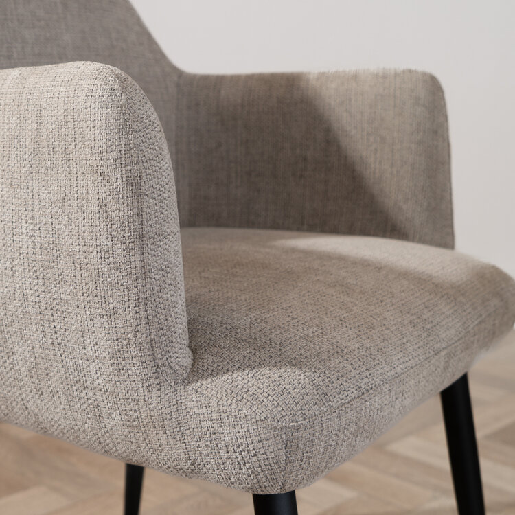 Scandinavische eetkamerstoel Lars taupe gerecyclede stof