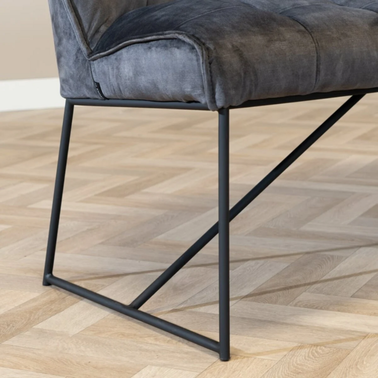 Velvet eetkamerbank Janna antraciet 155 cm