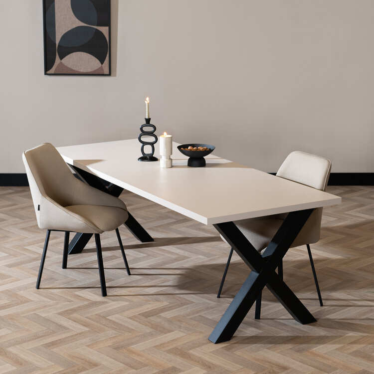 Eettafel Bodo melamine beige 220 x 90 cm