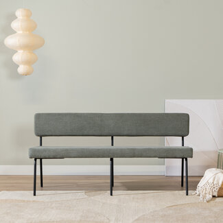 Scandinavische eetkamerbank Espen groen gerecyclede stof 160 cm