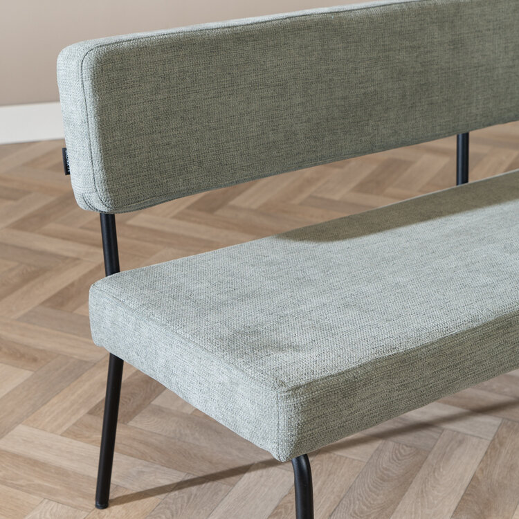 Scandinavische eetkamerbank Espen groen gerecyclede stof 160 cm