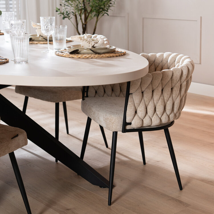 Eetkamerstoel River chenille beige