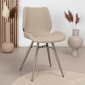 Scandinavische eetkamerstoel Jena taupe gerecyclede stof