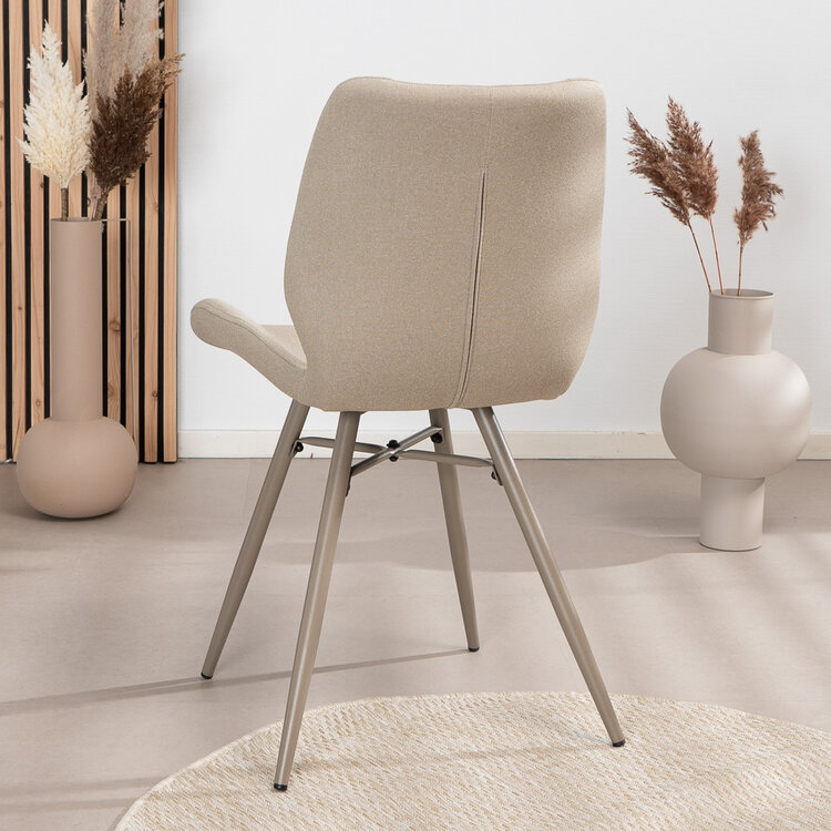 Scandinavische eetkamerstoel Jena taupe gerecyclede stof