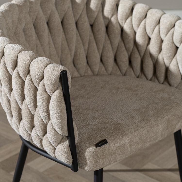 Barkruk River chenille beige 75cm