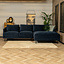 Velvet hoekbank Denver blauw rechts