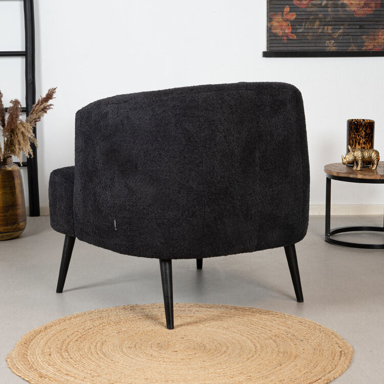 Teddy bouclé fauteuil Nora zwart