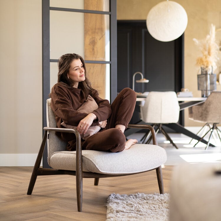 Scandinavische fauteuil Vidar linnen taupe
