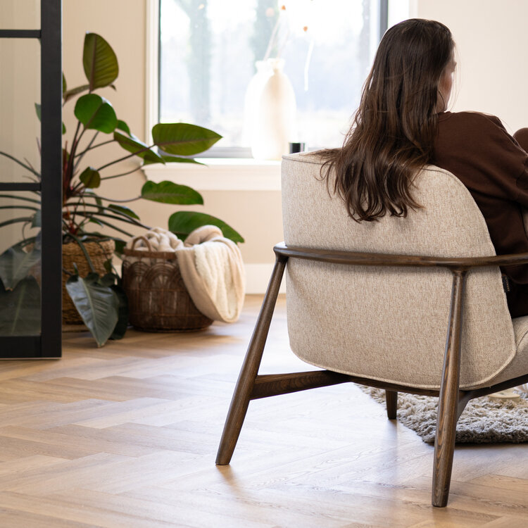 Scandinavische fauteuil Vidar linnen taupe