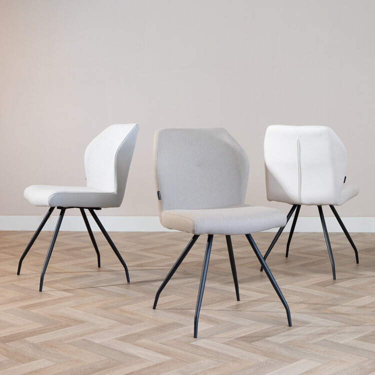 Scandinavische eetkamerstoel Fenris gerecyclede stof off white