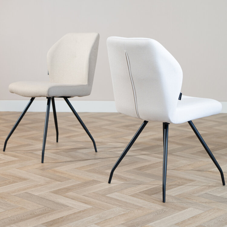 Scandinavische eetkamerstoel Fenris gerecyclede stof off white