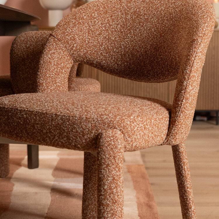 Eetkamerstoel Dean bouclé terracotta