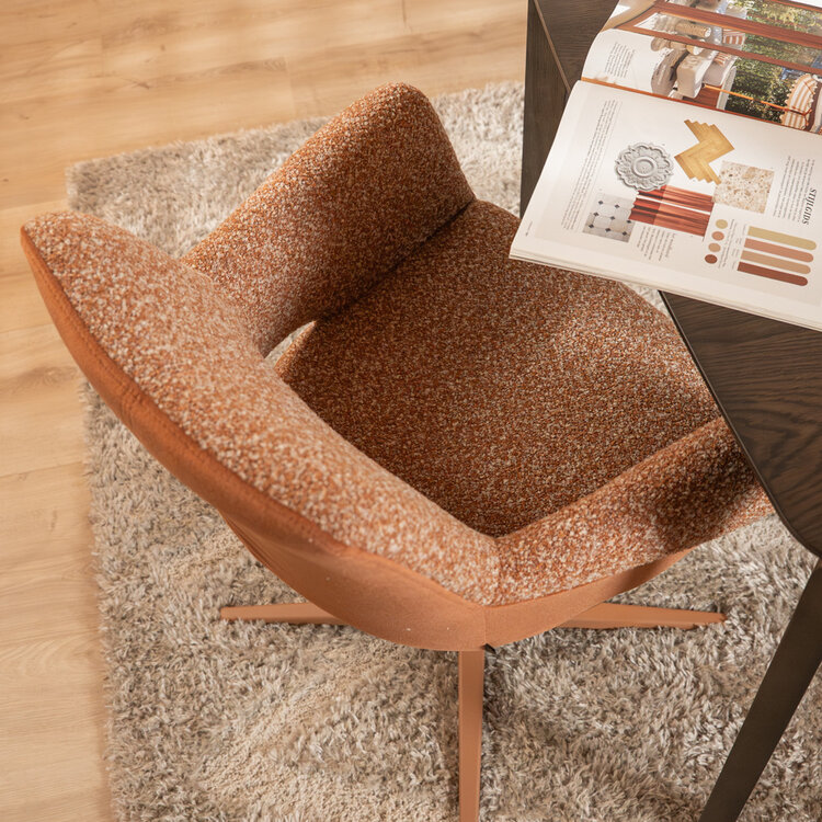 Eetkamerstoel Jules draaibaar bouclé terracotta