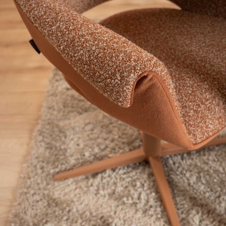 Eetkamerstoel Jules draaibaar bouclé terracotta