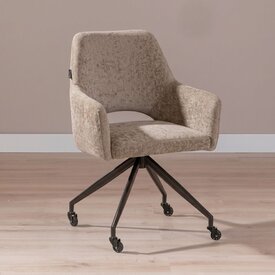 Eetkamerstoel met wieltjes Mexx velvet taupe