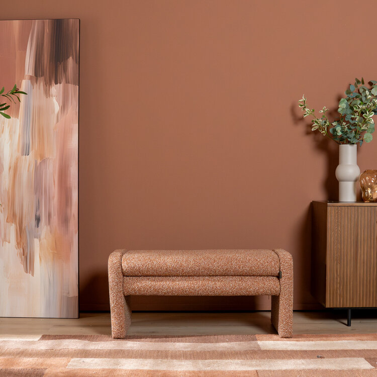 Eetkamerbank Neil bouclé terracotta 100 cm