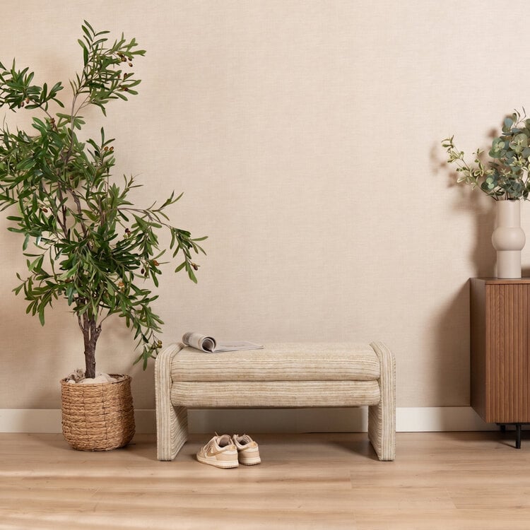 Eetkamerbank Ravi chenille beige/taupe 100 cm