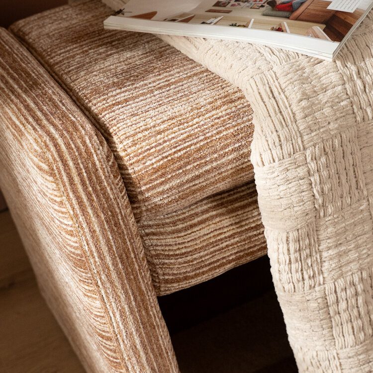 Eetkamerbank Ravi chenille beige/pink 160 cm