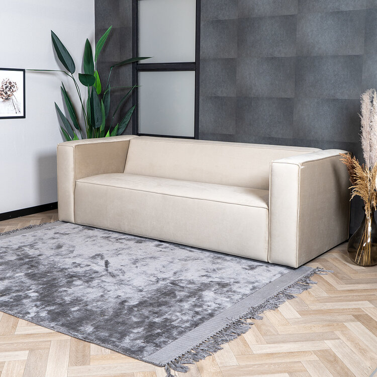 Velvet bank 3-zits en hocker Memphis beige