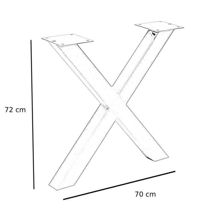 Tafelonderstel X-Frame metaal zwart (set van 2)