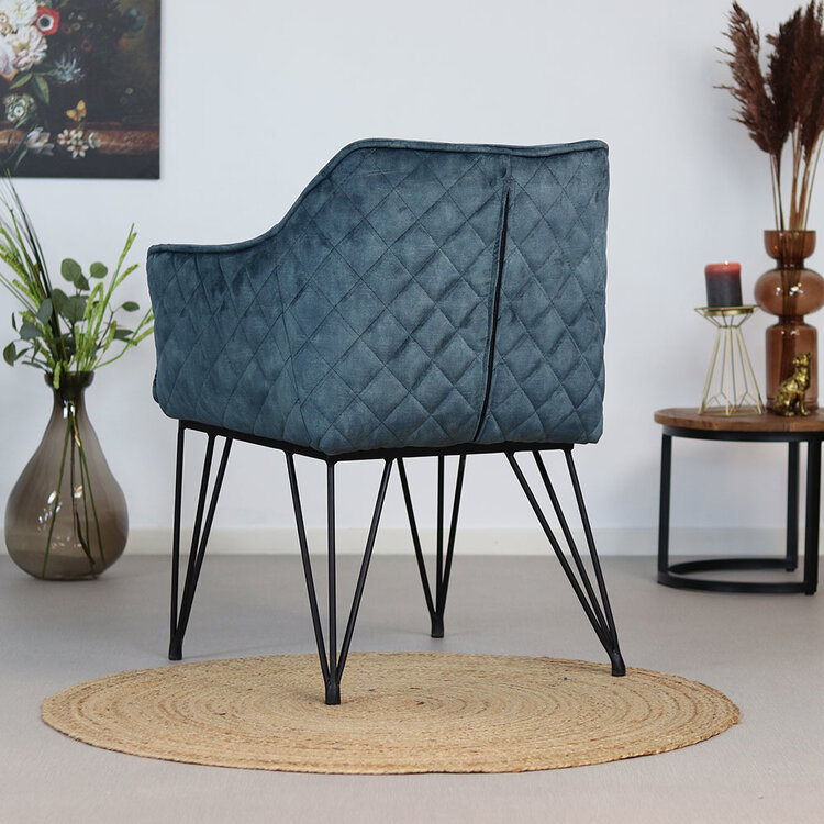 Velvet eetkamerstoel Jayron blauw