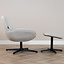Draaifauteuil met hocker Santa linnen taupe