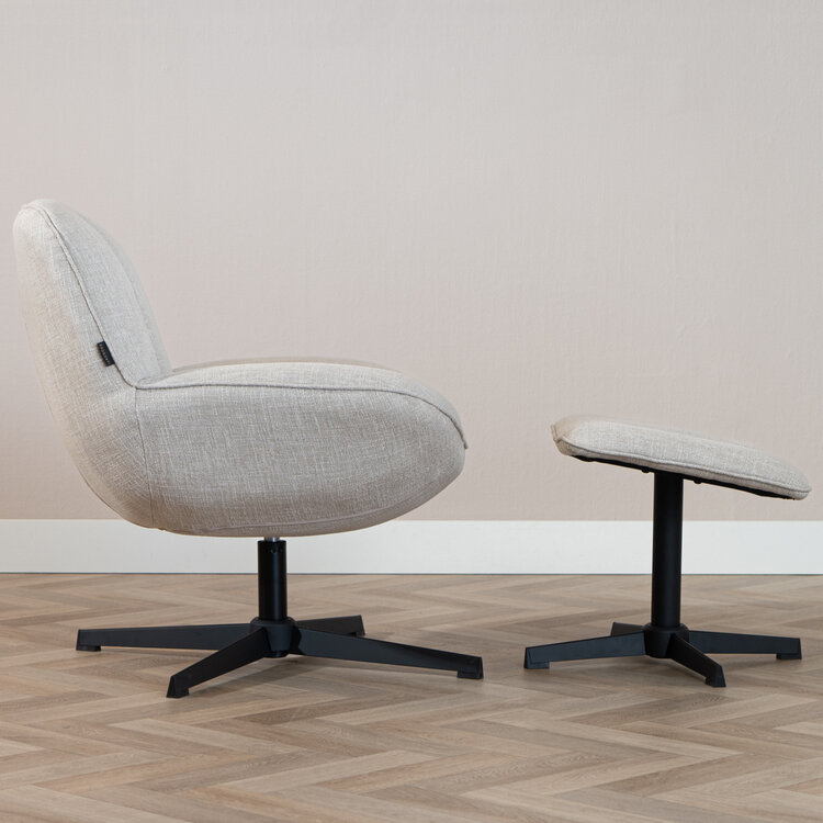 Draaifauteuil met hocker Santa linnen taupe
