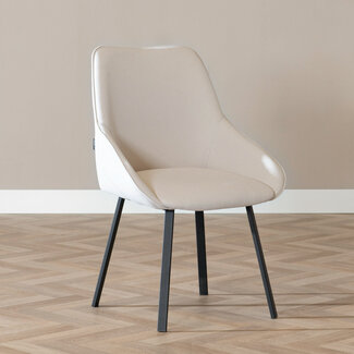 Scandinavische eetkamerstoel Lova gerecyclede stof off white