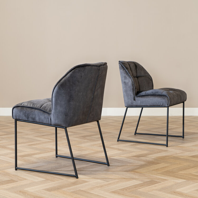 Velvet eetkamerstoel Janna antraciet