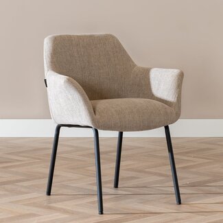 Scandinavische eetkamerstoel Sten gerecyclede stof taupe