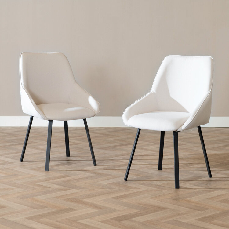 Scandinavische eetkamerstoel Lova gerecyclede stof off white