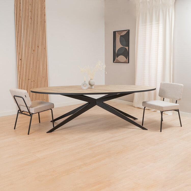 Visgraat eettafel ovaal Ilva PVC 240 x 110 cm