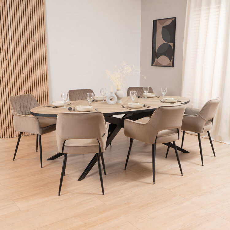 Visgraat eettafel ovaal Ilva PVC 240 x 110 cm