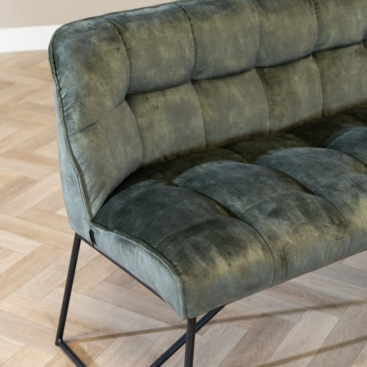 Velvet eetkamerbank Janna groen 185 cm