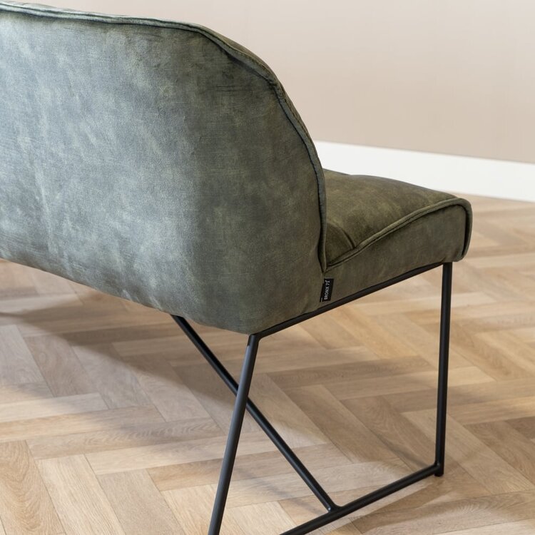 Velvet eetkamerbank Janna groen 185 cm