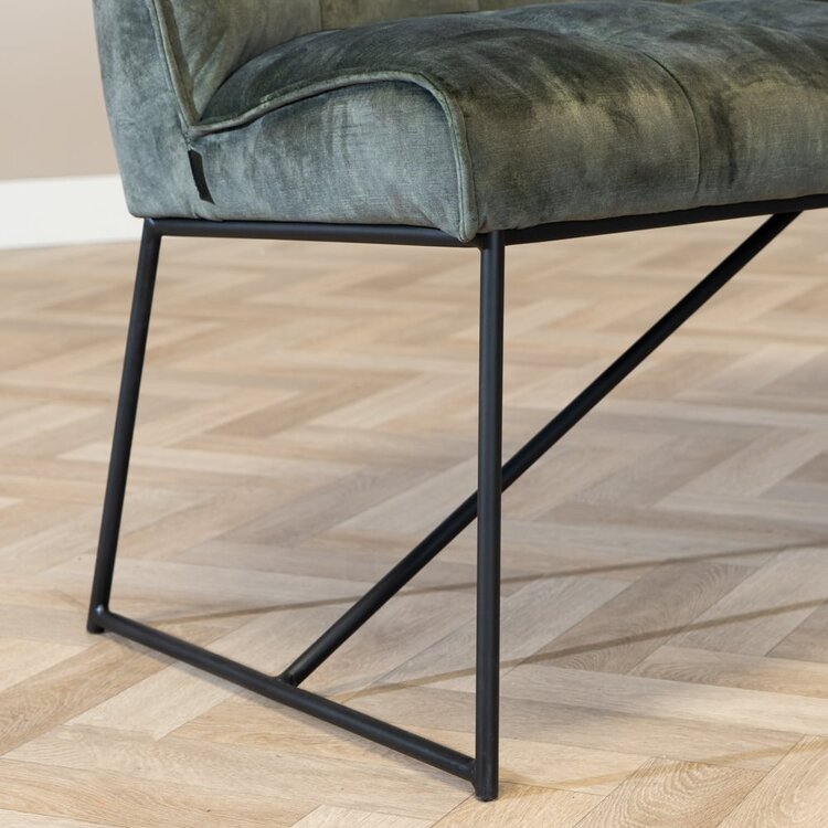 Velvet eetkamerbank Janna groen 185 cm