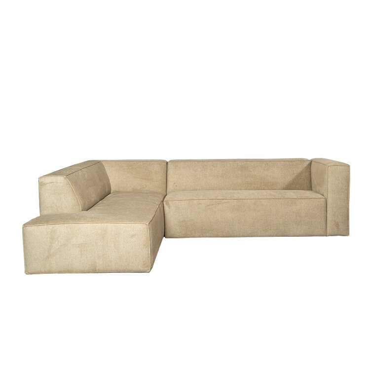 Scandinavische hoekbank Memphis taupe stof gemêleerd links