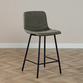 Industriële barkruk Mikky olijfgroen eco-leer 65-78 cm