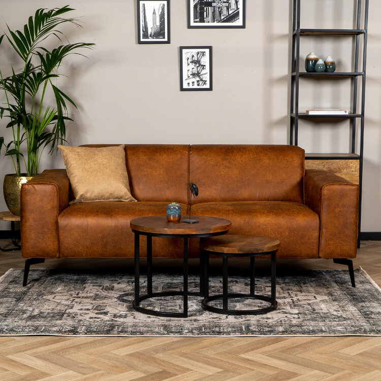 Industriële bank 2,5-zits Vegas eco-leer cognac