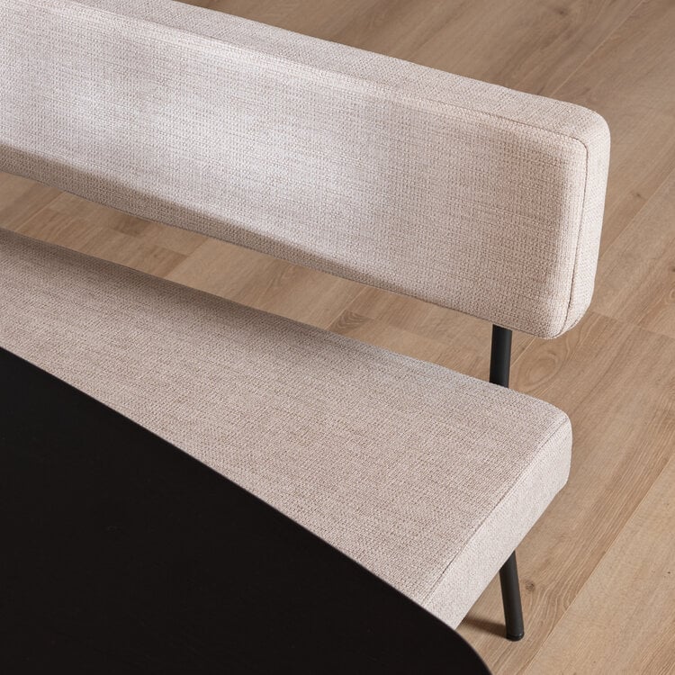 Scandinavische eetkamerbank Espen beige gerecyclede stof 190 cm