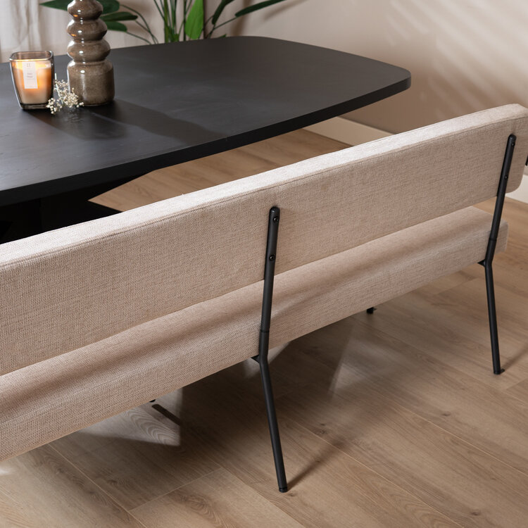 Scandinavische eetkamerbank Espen beige gerecyclede stof 190 cm