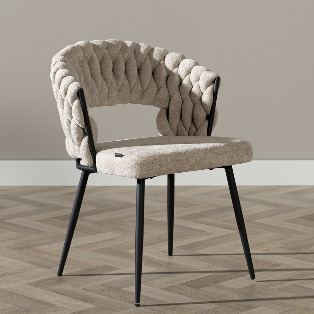 Eetkamerstoel Braid chenille beige