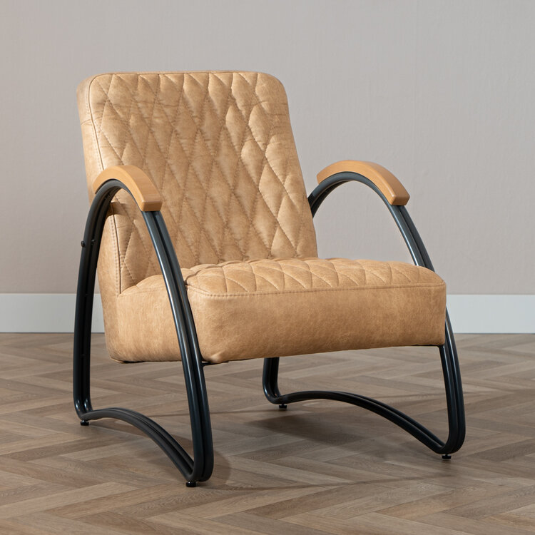 Industriële fauteuil Ivy eco-leer beige