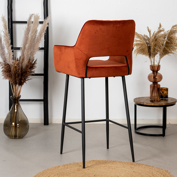 Velvet barkruk Mika koper 78 cm