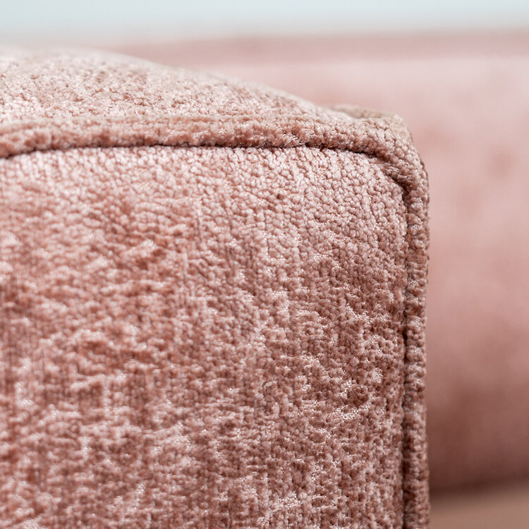 Hoekbank Memphis roze stof chenille rechts