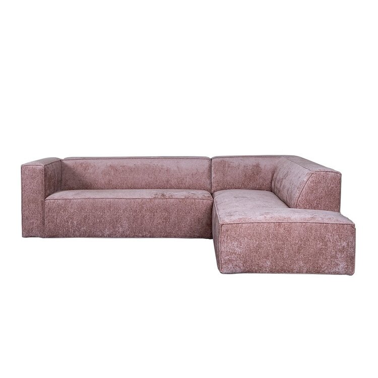 Hoekbank Memphis roze stof chenille rechts